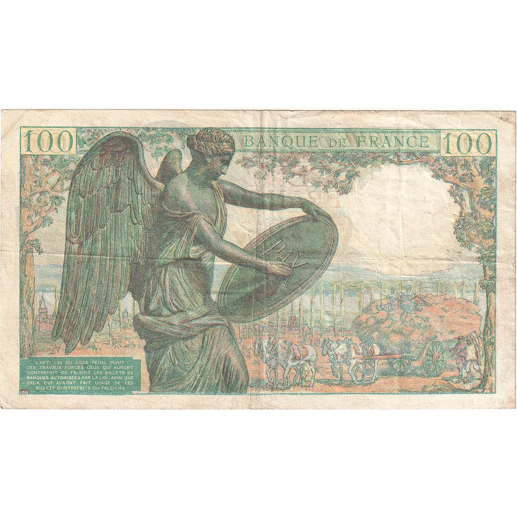 Francia, 100 Francs, Descartes, 1942, T.13, BB, Fayette:27.1, KM:101a
