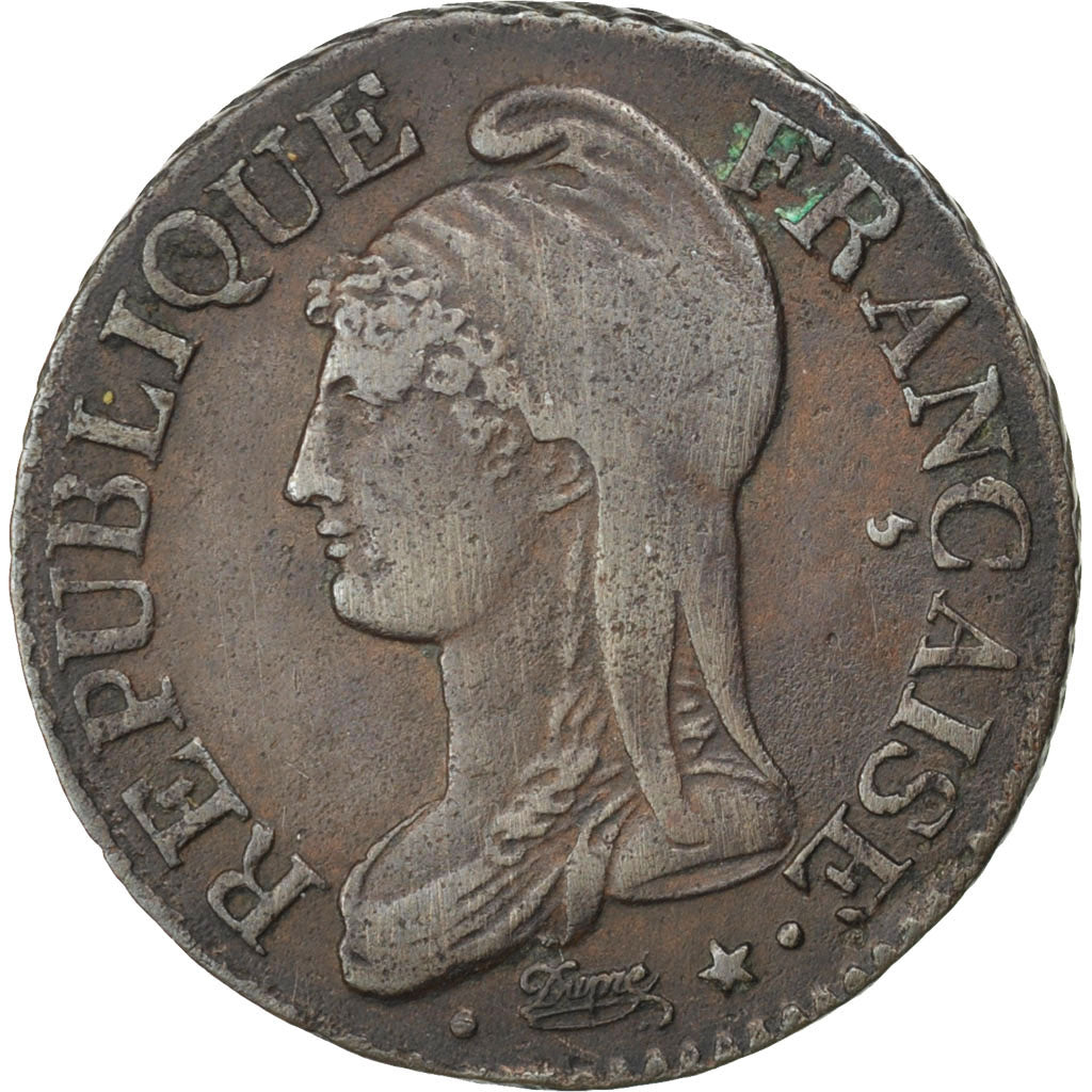 FRANCE, Dupré, 5 Centimes, 1796, Lille, KM #640.11, EF(40-45), Bronze, Gadoury #