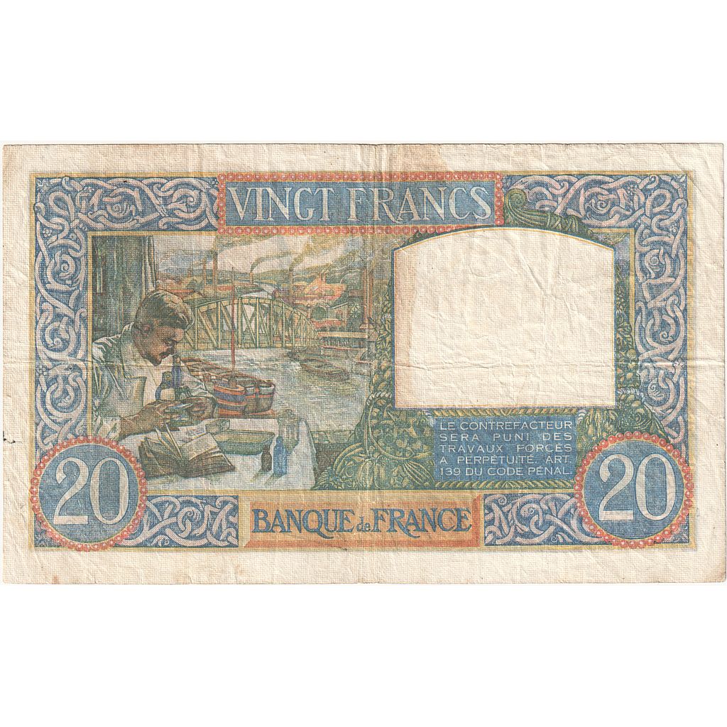 France, 20 Francs, Science et Travail, 1940, H.2736, VF(20-25), Fayette:12.11