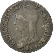 Münze, Frankreich, Dupré, 5 Centimes, 1798, Paris, S+, Bronze, KM:640.1