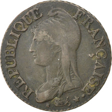 Moneda, Francia, Dupré, 5 Centimes, 1798, Paris, BC+, Bronce, KM:640.1