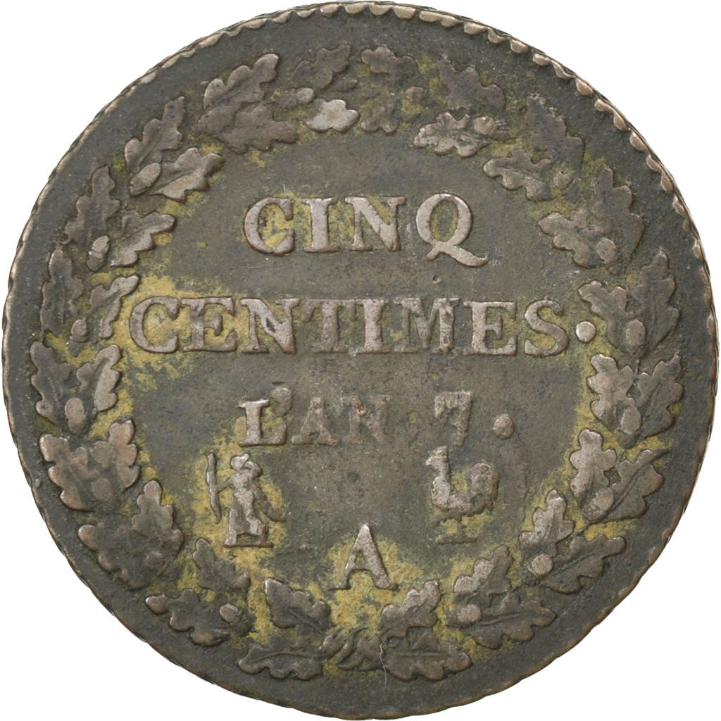 Münze, Frankreich, Dupré, 5 Centimes, 1798, Paris, S+, Bronze, KM:640.1