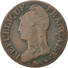 FRANCE, Dupré, 5 Centimes, 1799, Metz, KM #640.2, VF(20-25), Bronze, Gadoury #..