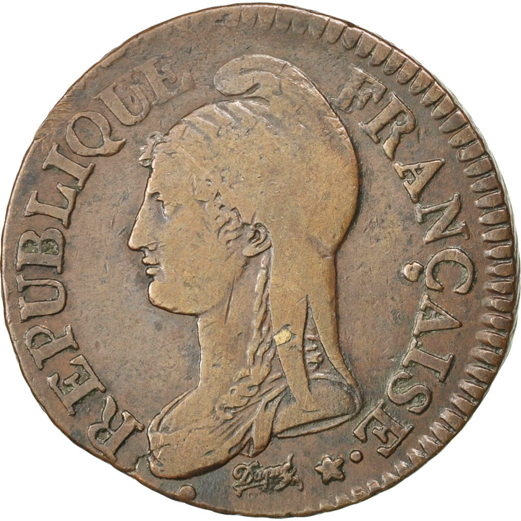 Directoire, 5 Centimes Dupré, L'An 5 W, Lille, Gadoury 126