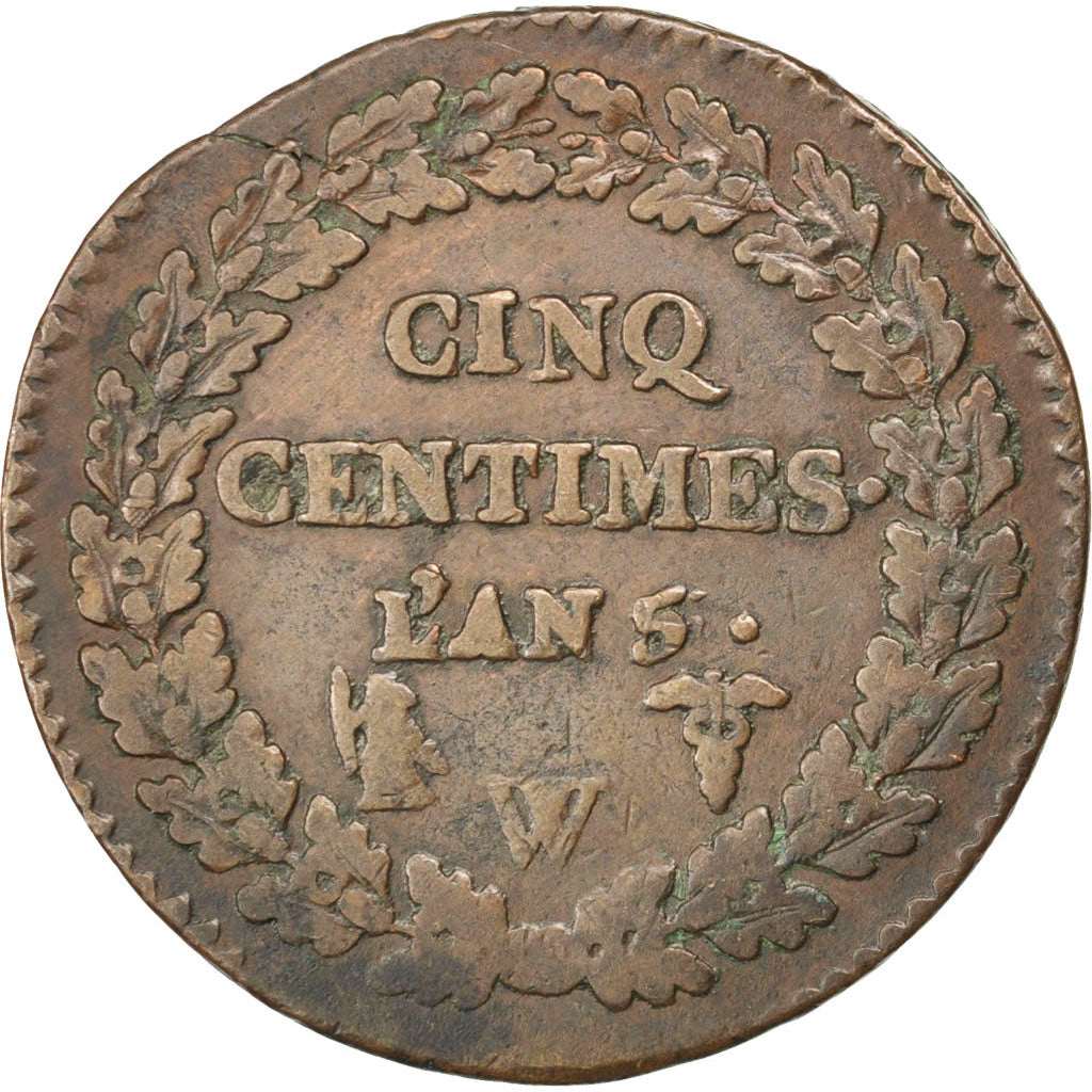 Directoire, 5 Centimes Dupré, L'An 5 W, Lille, Gadoury 126