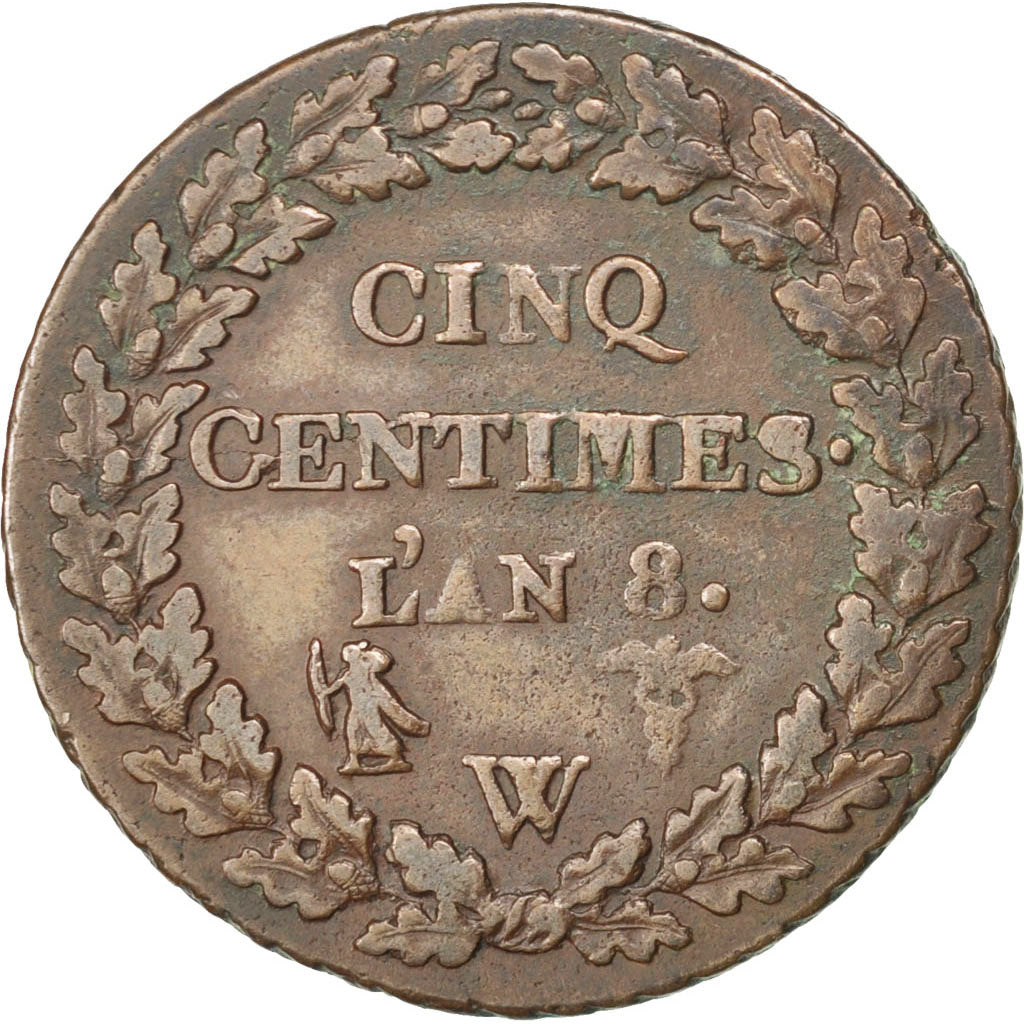 FRANCE, Dupré, 5 Centimes, 1799, Lille, KM #640.11, EF(40-45), Bronze, Gadoury #