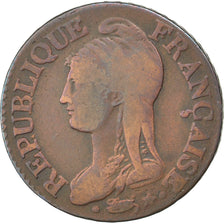 FRANCE, Dupré, 5 Centimes, 1799, Paris, KM #640.1, VF(20-25), Bronze, 28, Gadour