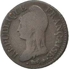 FRANCE, Dupré, 5 Centimes, 1798, Strasbourg, KM #640.4, VF(20-25), Bronze, 28, G