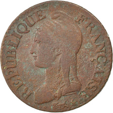 Monnaie, France, Dupré, 5 Centimes, 1799, Strasbourg, TB+, Bronze, KM:640.4
