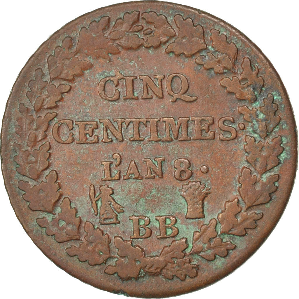 Coin, France, Dupré, 5 Centimes, 1799, Strasbourg, VF(30-35), Bronze, KM:640.4
