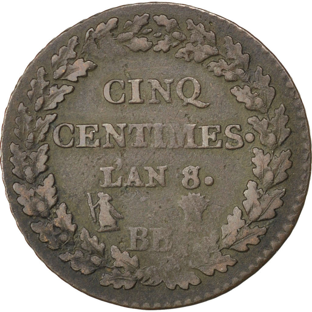 Coin, France, Dupré, 5 Centimes, 1799, Strasbourg, EF(40-45), Bronze, KM:640.4