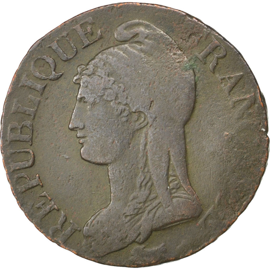 FRANCE, Dupré, 5 Centimes, 1796, Limoges, KM #642.6, VF(30-35), Bronze, Gadoury