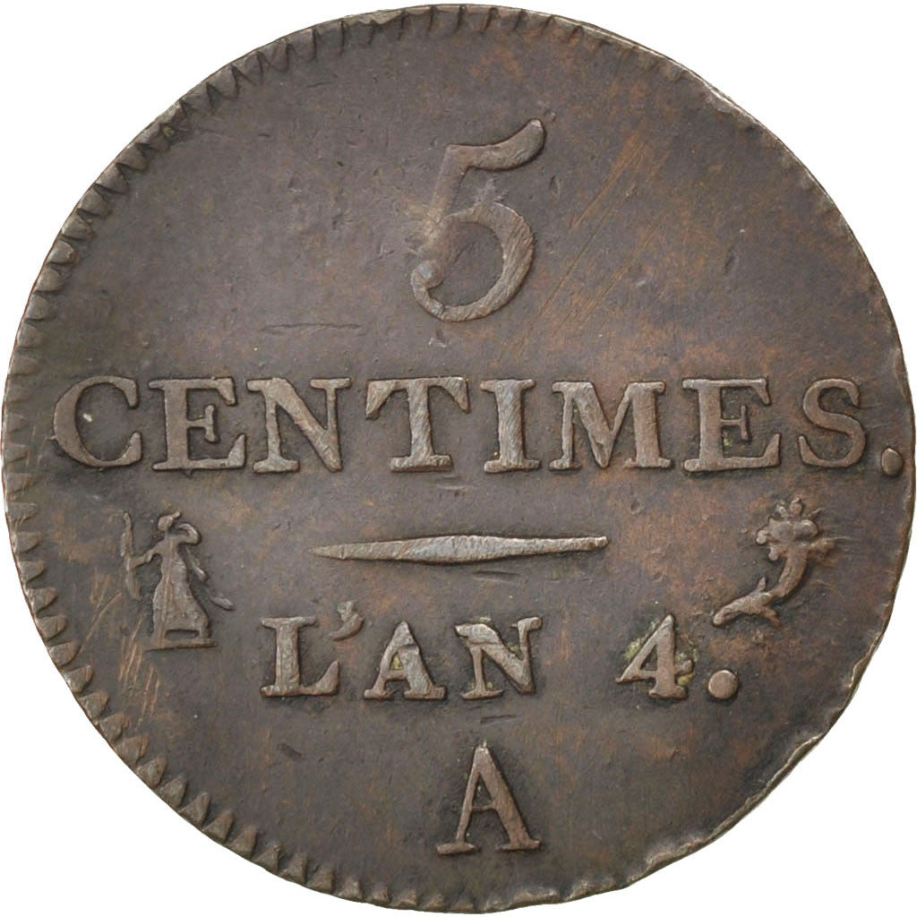 Monnaie, France, Dupré, 5 Centimes, 1795, Paris, TTB, Bronze, KM:635.1