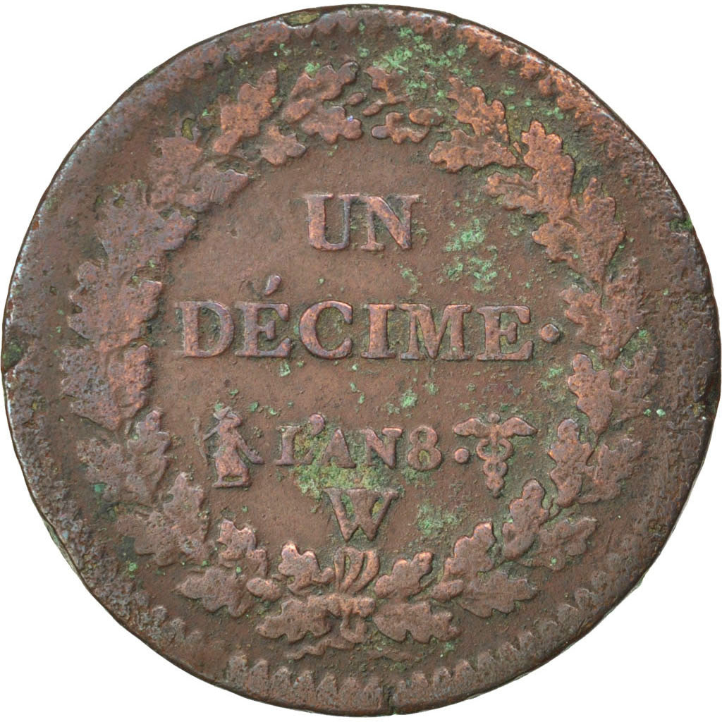 Coin, France, Dupré, Decime, 1799, Lille, VF(20-25), Bronze, KM:644.11