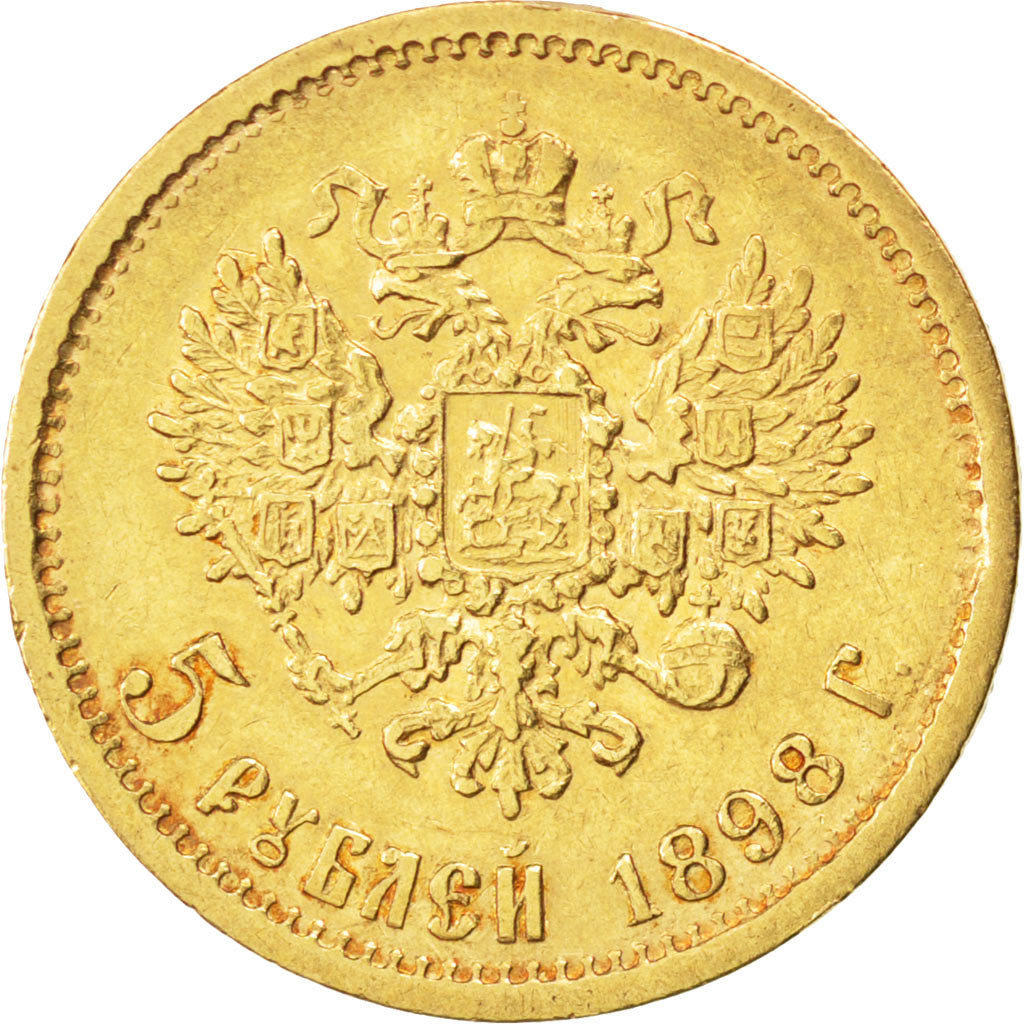 RUSSIA, 5 Roubles, 1898, St. Petersburg, KM #62, EF(40-45), Gold, 4.30