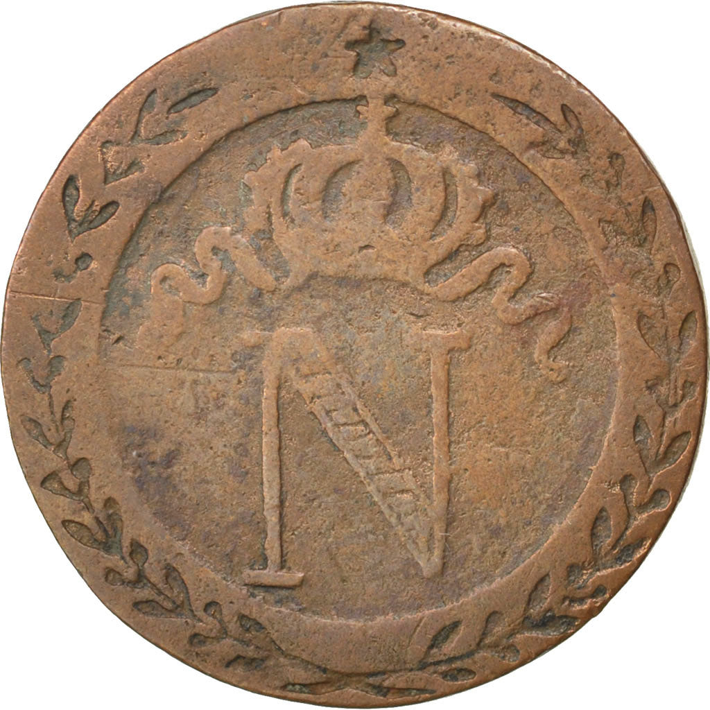 Francia, Napoléon I, 10 Centimes, 1808, La Rochelle, MB+, Biglione, KM:676.4...