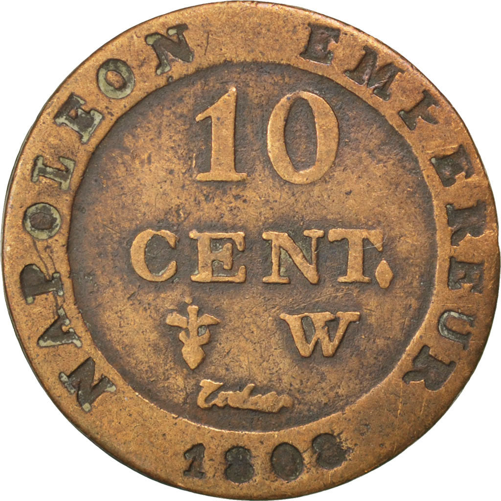 Premier Empire, 10 Centimes Napoléon Ier, 1808 W, Lille, Faux d'époque, Gadoury 