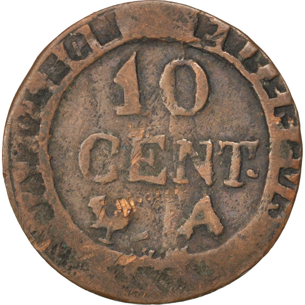 FRANCE, 10 Centimes, Paris, KM #676.1, VF(20-25), Billon, Gadoury #190, 1.79