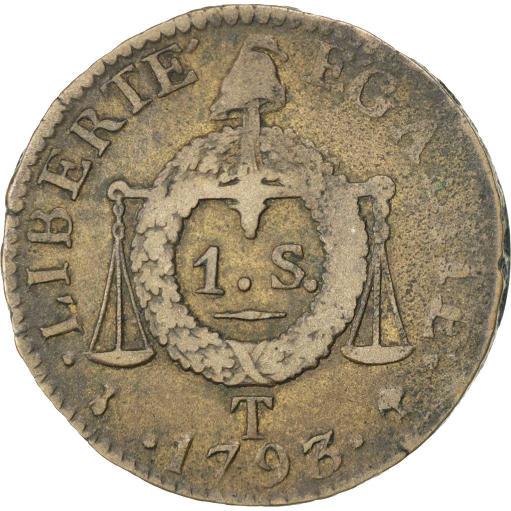 Convention, Sol à la balance, 1793 T, Nantes, Gadoury 19