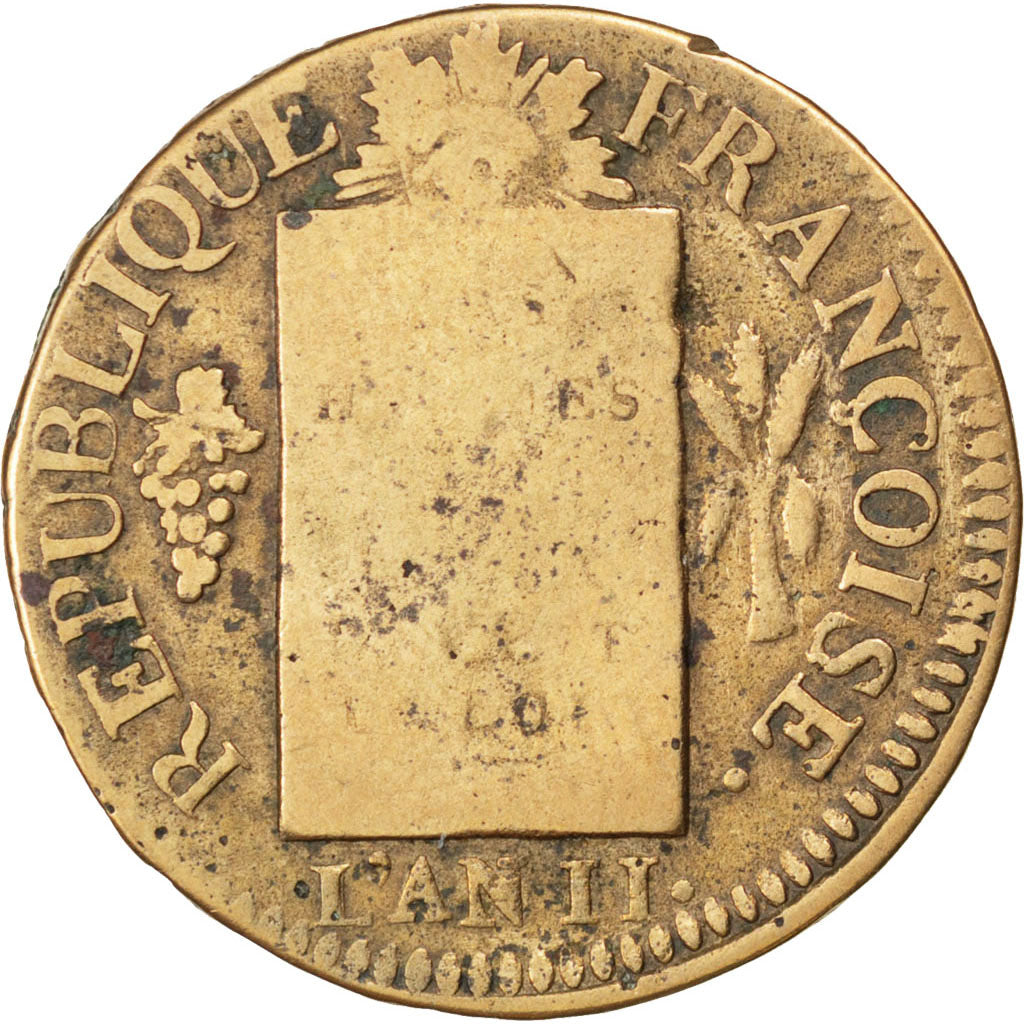 FRANCE, Sol aux balances françoise, Sol, 1793, Strasbourg, KM #619.4, F(12-15), 