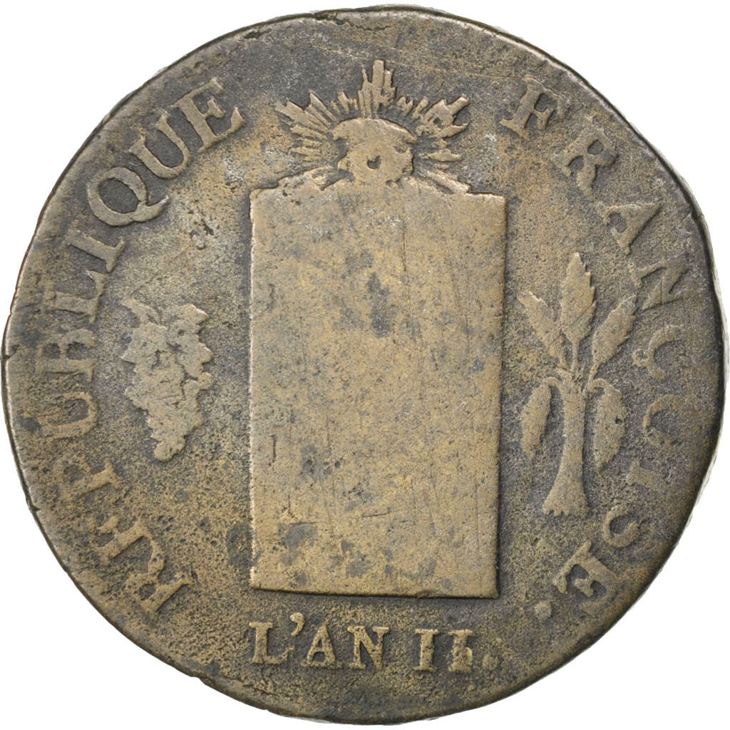 FRANCE, 2 sols aux balances daté, 2 Sols, 1793, La Rochelle, KM #621.6, F(12-15)