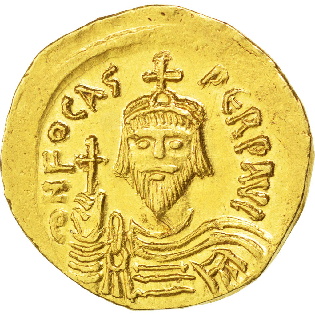 Phocas 602-610, Solidus, Constantinople, graded, NGC, AU(55-58), Gold, Sear...