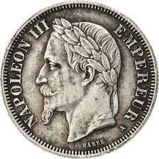 FRANCE, Napoléon III, 2 Francs, 1867, Paris, KM #807.1, AU(50-53), Silver, G...