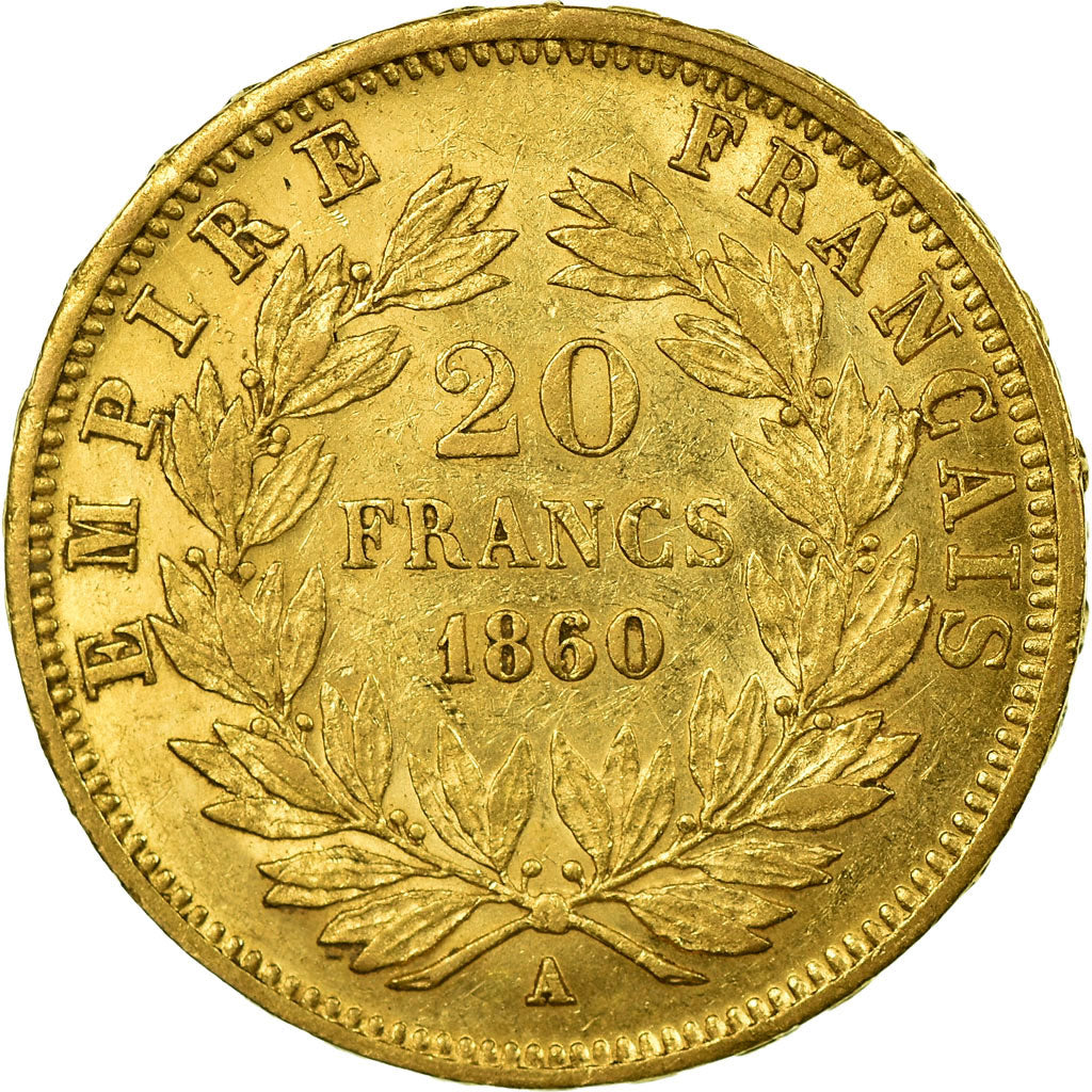 Munten, Frankrijk, Napoleon III, Napoléon III, 20 Francs, 1860, Paris, ZF+