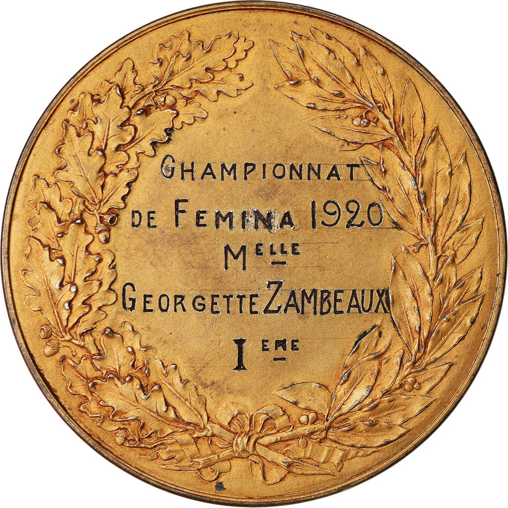 France, Medal, Championnat de Femina, Mlle Georgette Zambeaux, Sports & leisure