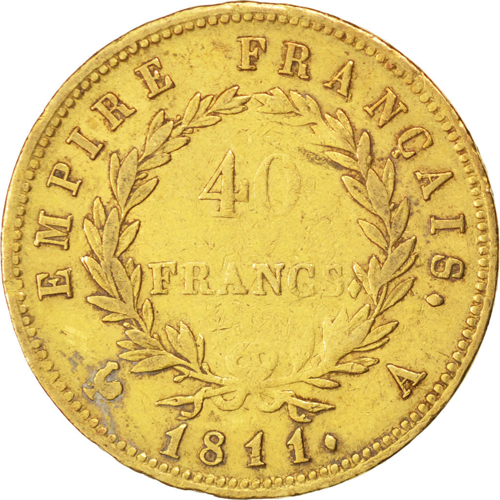 FRANCE, Napoléon I, 40 Francs, 1811, Paris, KM #696.1, EF(40-45), Gold, Gadoury 
