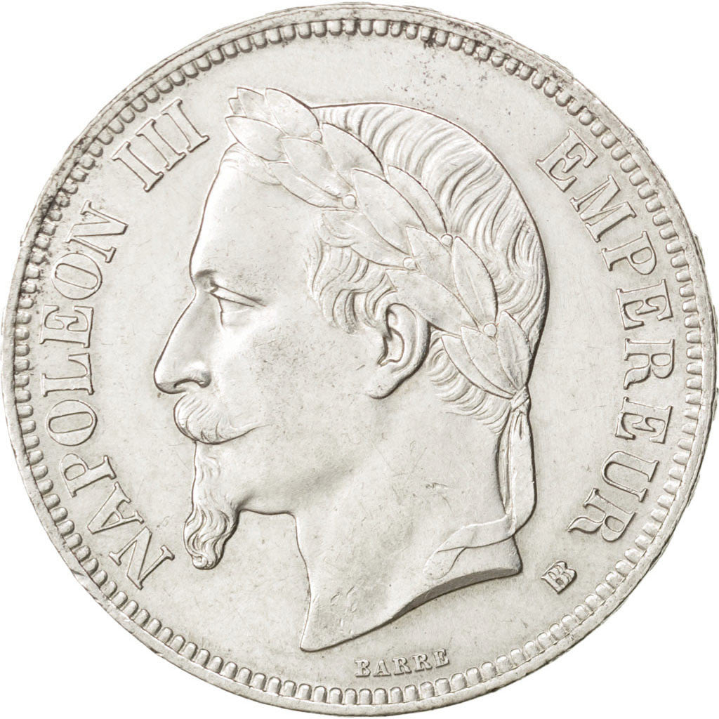 FRANCE, Napoléon III, 5 Francs, 1868, Strasbourg, KM #799.2, AU(55-58), Silver,