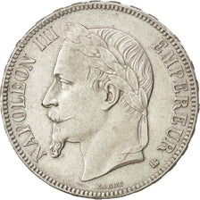 FRANCE, Napoléon III, 5 Francs, 1868, Strasbourg, KM #799.2, AU(55-58), Silver, 
