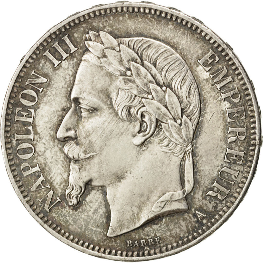 FRANCE, Napoléon III, 5 Francs, 1870, Paris, KM #799.1, AU(55-58), Silver, G...