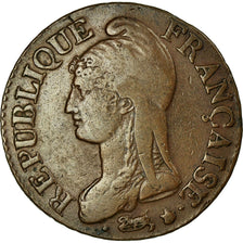 Francia, 5 Centimes, Dupré, AN 7/5, Paris, Coq/Corne, Bronzo, BB+, Gadoury:126