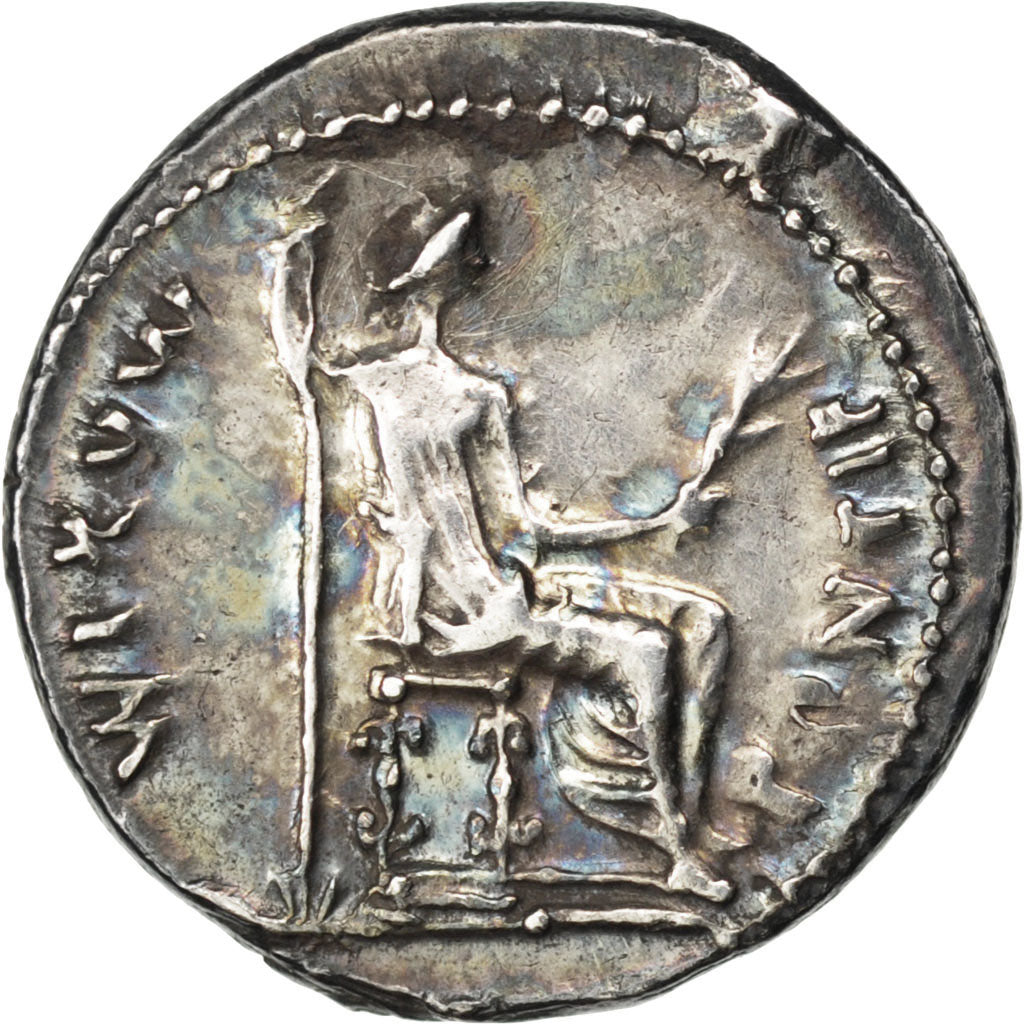 Tiberius, Denarius, Lyons, AU(50-53), Silver, RIC #26, 3.74