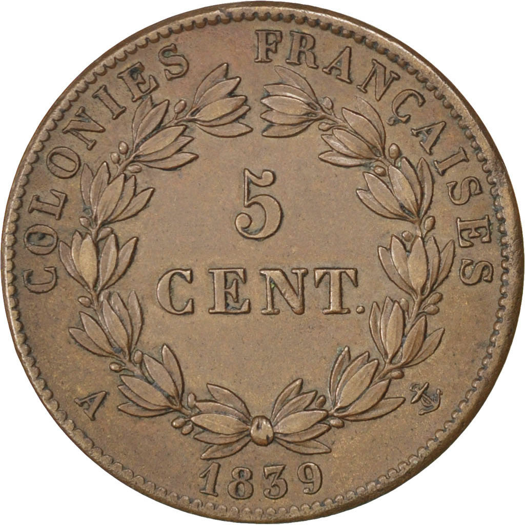 Coin, FRENCH COLONIES, Louis - Philippe, 5 Centimes, 1839, Paris, AU(50-53)