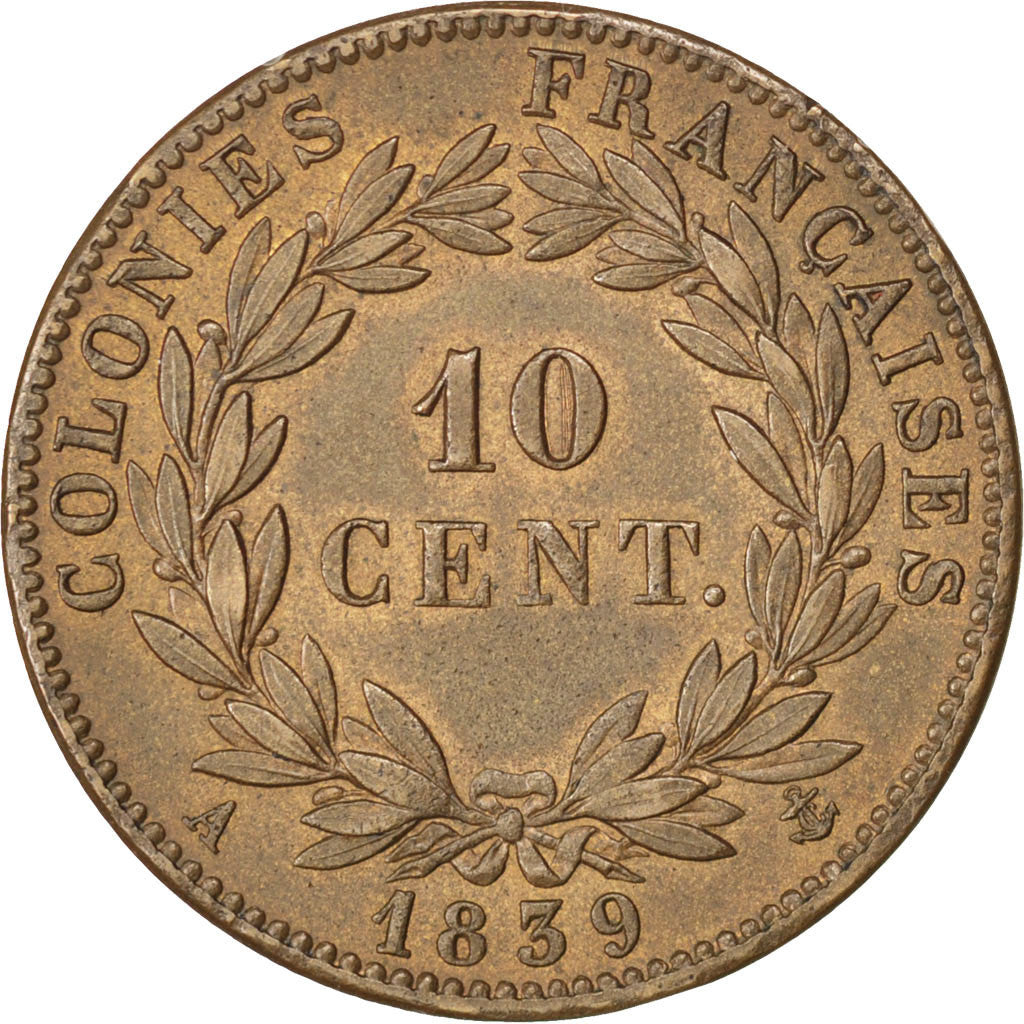 Coin, FRENCH COLONIES, Louis - Philippe, 10 Centimes, 1839, Paris, AU(50-53)