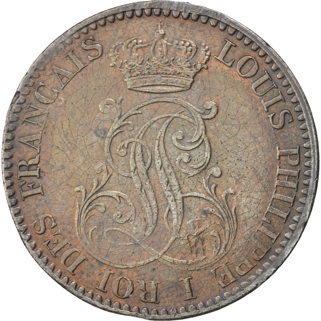 FRENCH GUIANA, 10 Centimes, 1846, Paris, KM #A2, EF(40-45), Billon, Lecompte...
