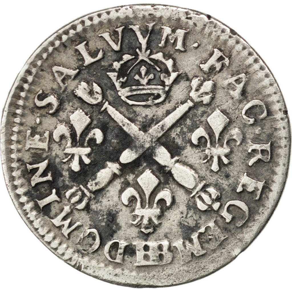 FRANCE, 5 Sols aux insignes, 5 Sols, 1/16 ECU, 1704, Strasbourg, KM #337.4,...