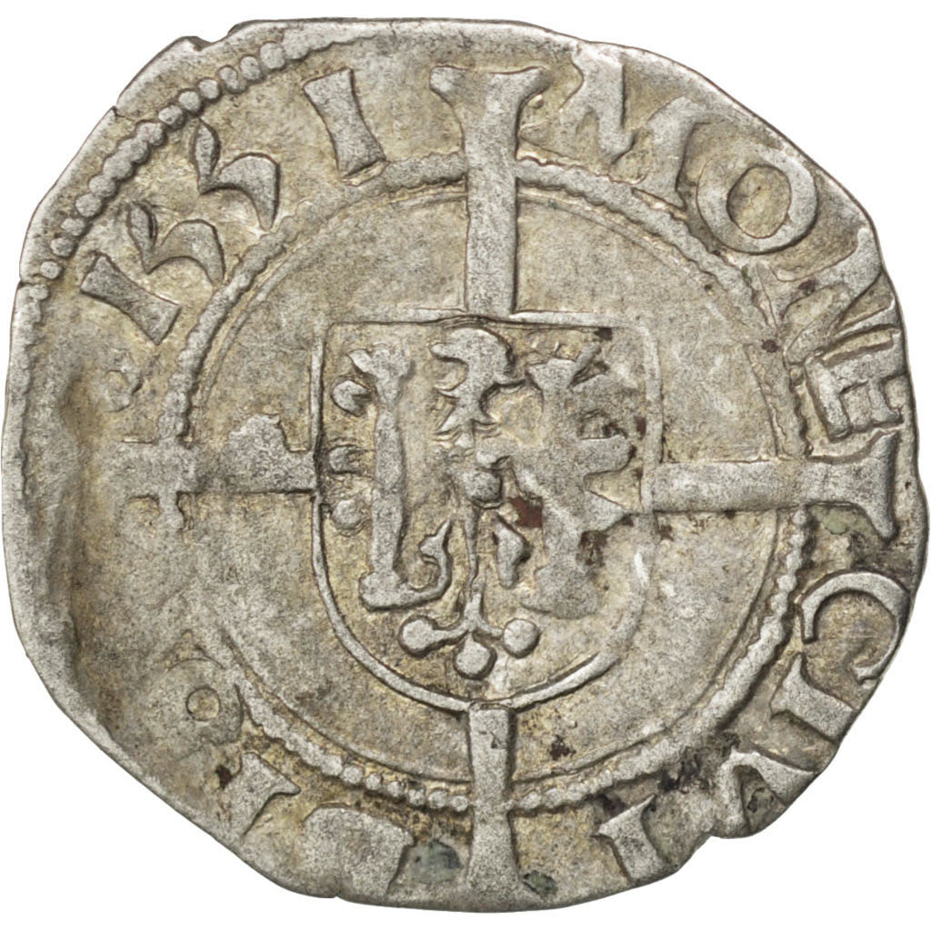 Moneda, Francia, Demi Carolus, 1551, Besançon, BC+, Plata, Boudeau:1295