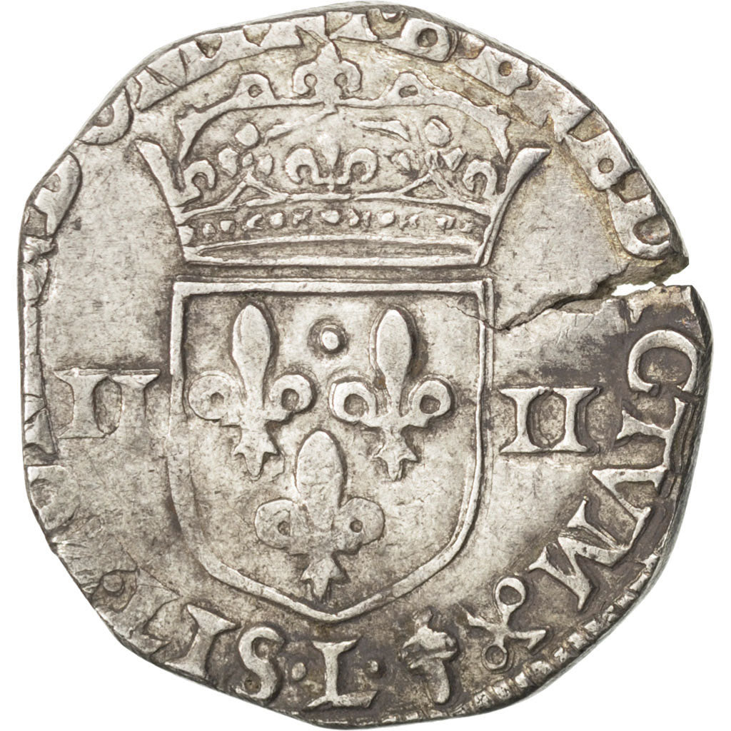 Henri IV, Quart d'écu, croix feuillue de face, 1601 L, Bayonne, Sombart 4686