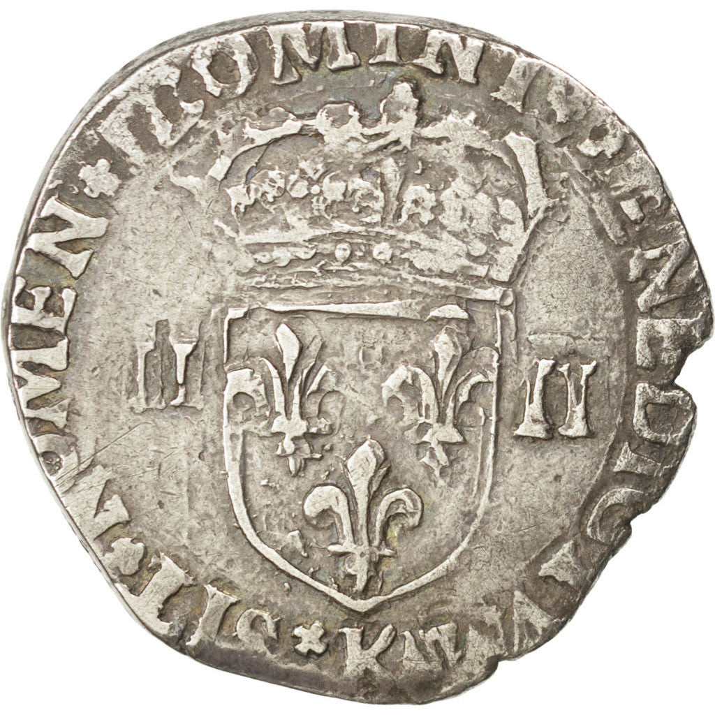 Henri IV, Quart d'écu, croix feuillue de face, 1591 K, Bordeaux, Sombart 4686