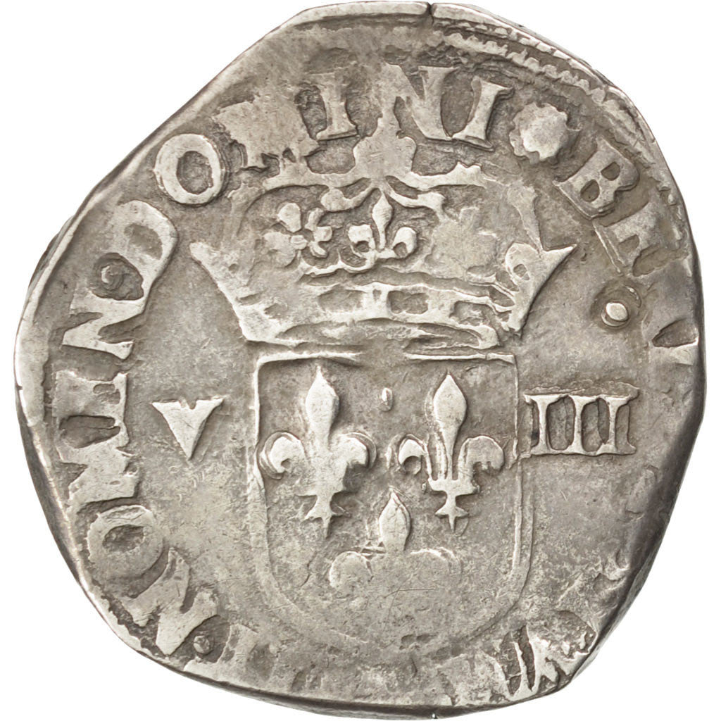 FRANCE, 1/8 Ecu, 1580, Nantes, VF(30-35), Silver, Sombart #4664, 4.86