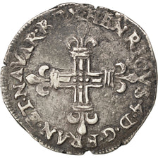 FRANCE, Quart Ecu, 1594, Saint-Palais, EF(40-45), Silver, Sombart #4710, 9.26