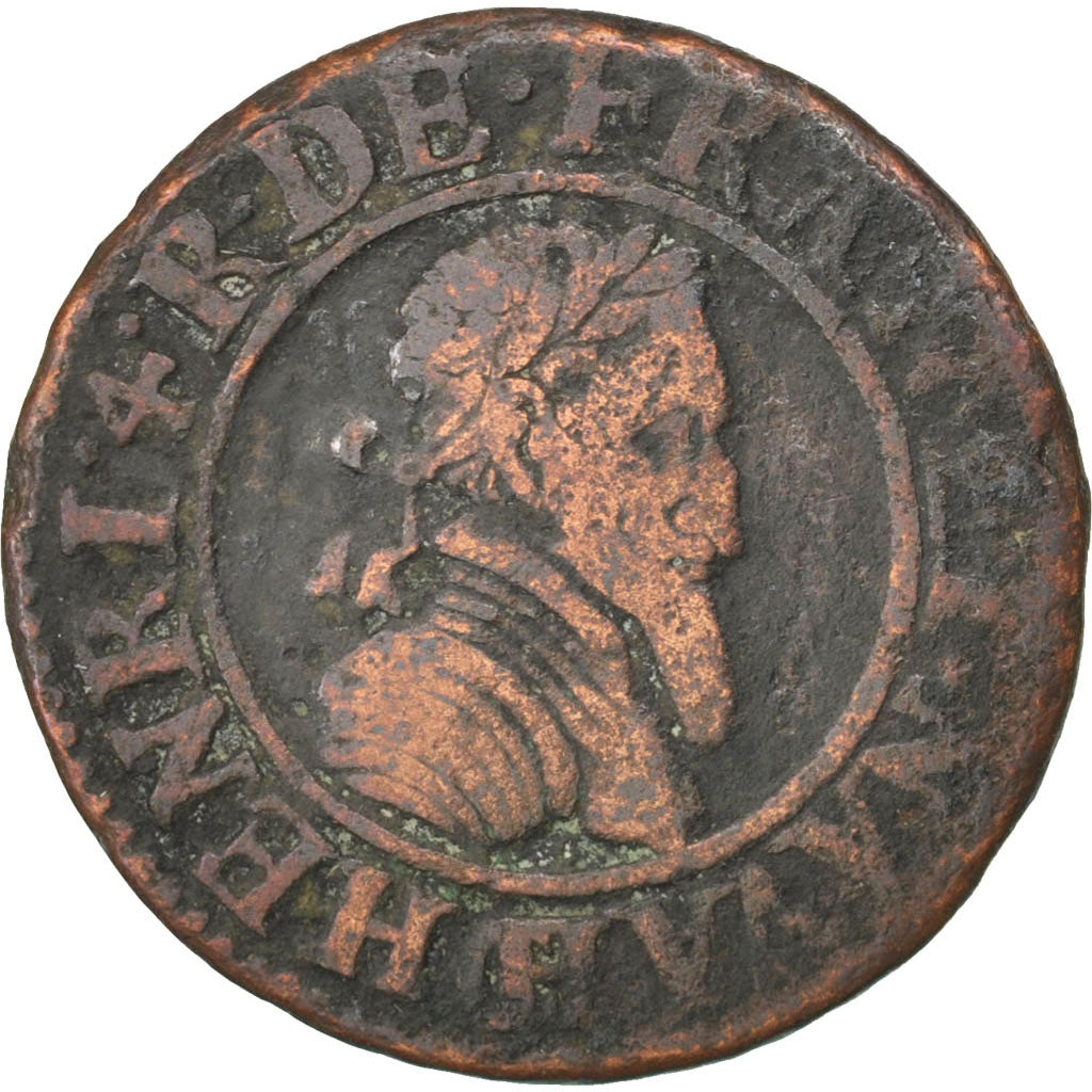 FRANCE, Double Tournois, 1591, Châlons-Sur-Marne, VF(20-25), Copper, CGKL #166,