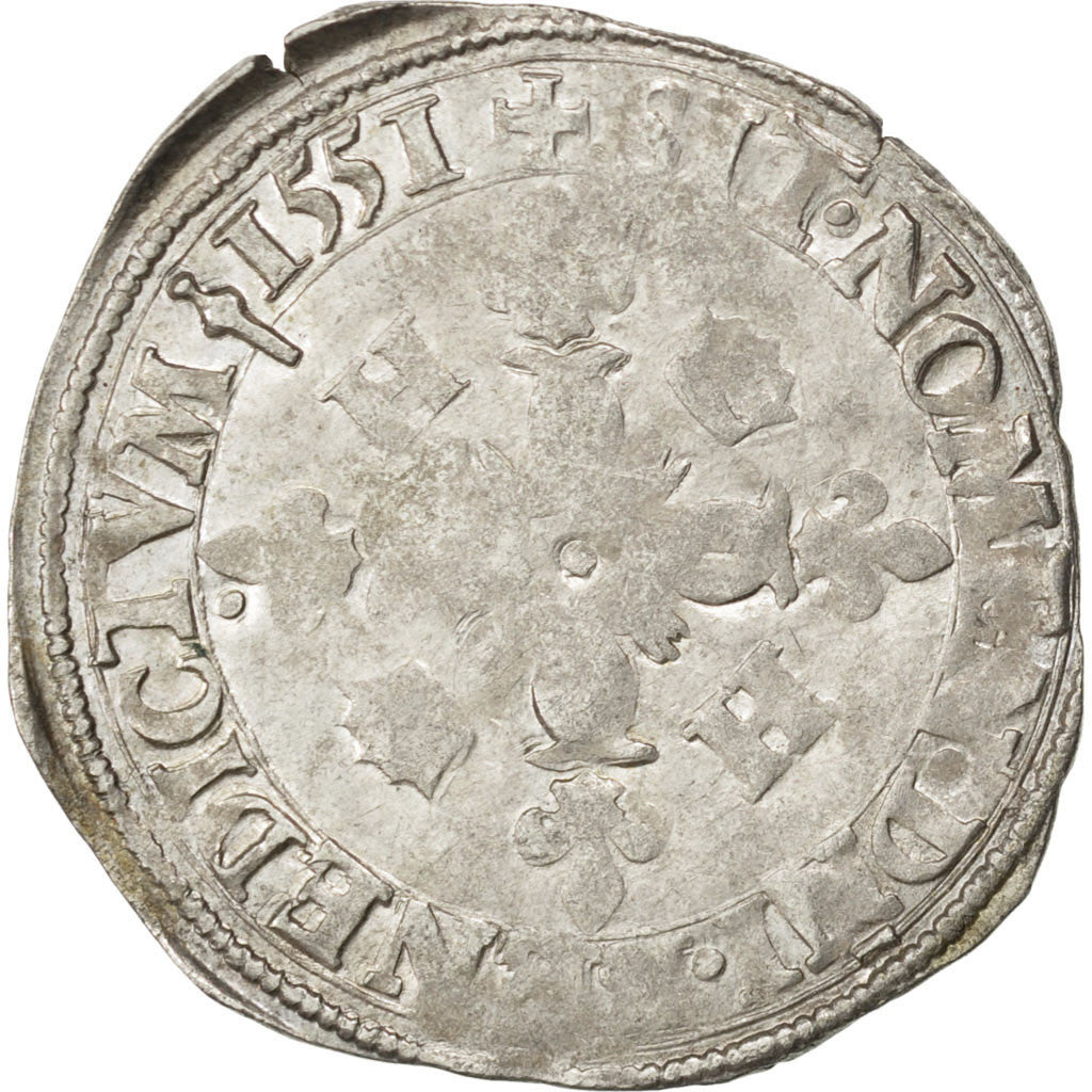 Moneta, Francia, Douzain, 1551, Saint Lô, MB+, Biglione, Sombart:4380