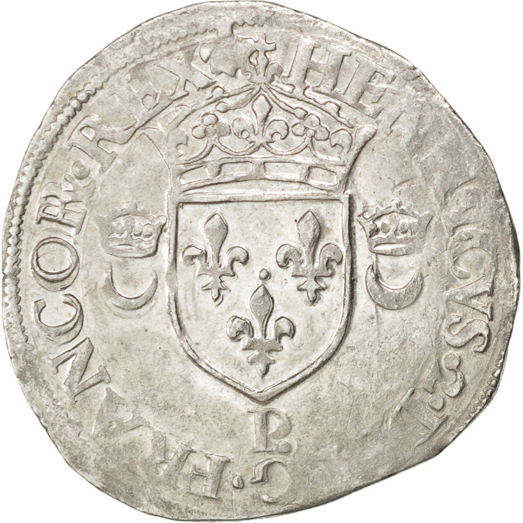 FRANCE, Douzain, 1550, Dijon, AU(50-53), Billon, Sombart #4380, 2.34
