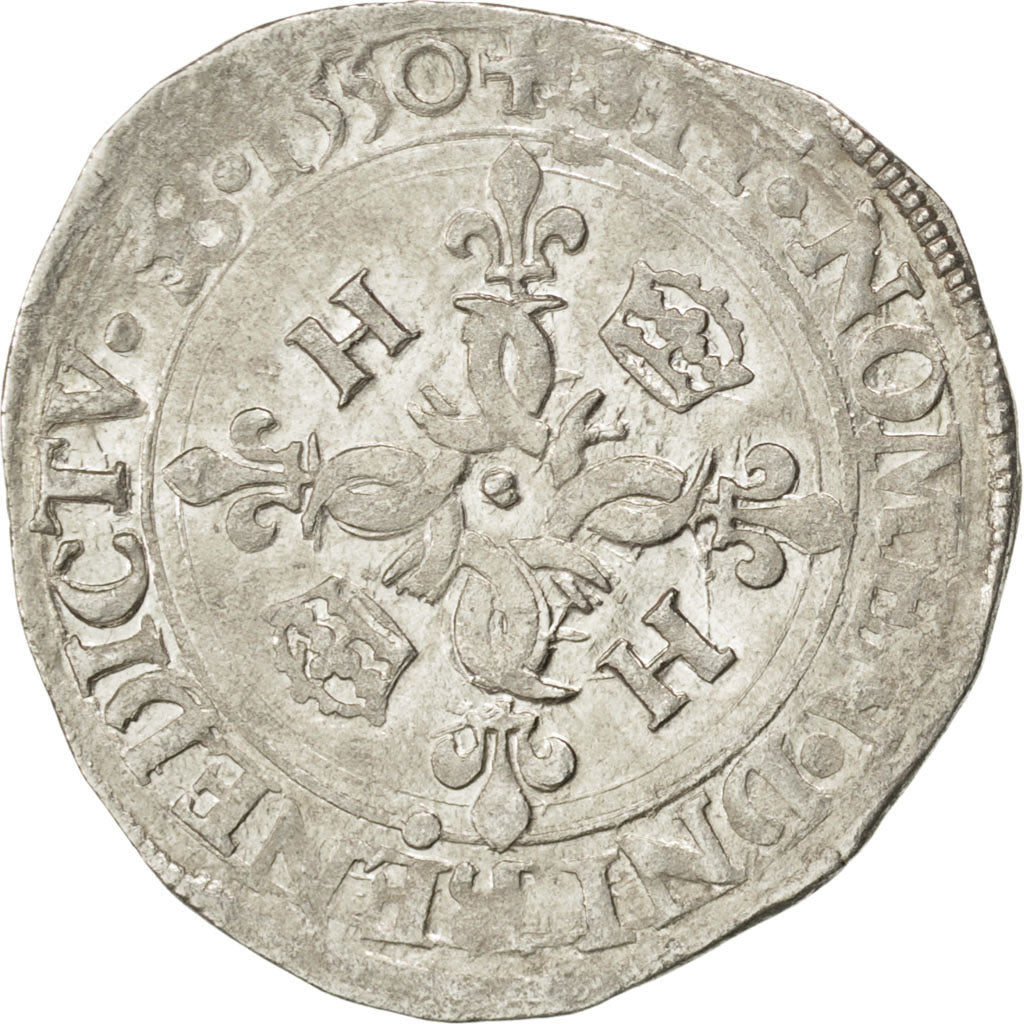 FRANCE, Douzain, 1550, Dijon, AU(50-53), Billon, Sombart #4380, 2.34