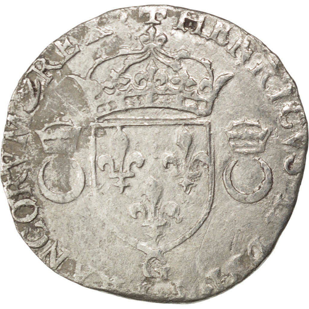 Moneda, Francia, Douzain, 1555, Poitiers, BC+, Vellón, Sombart:4380