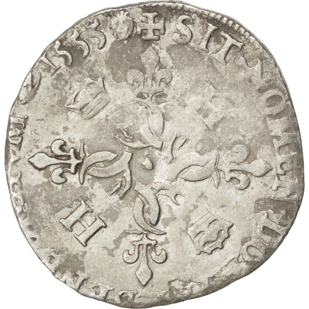 Moneda, Francia, Douzain, 1555, Poitiers, BC+, Vellón, Sombart:4380
